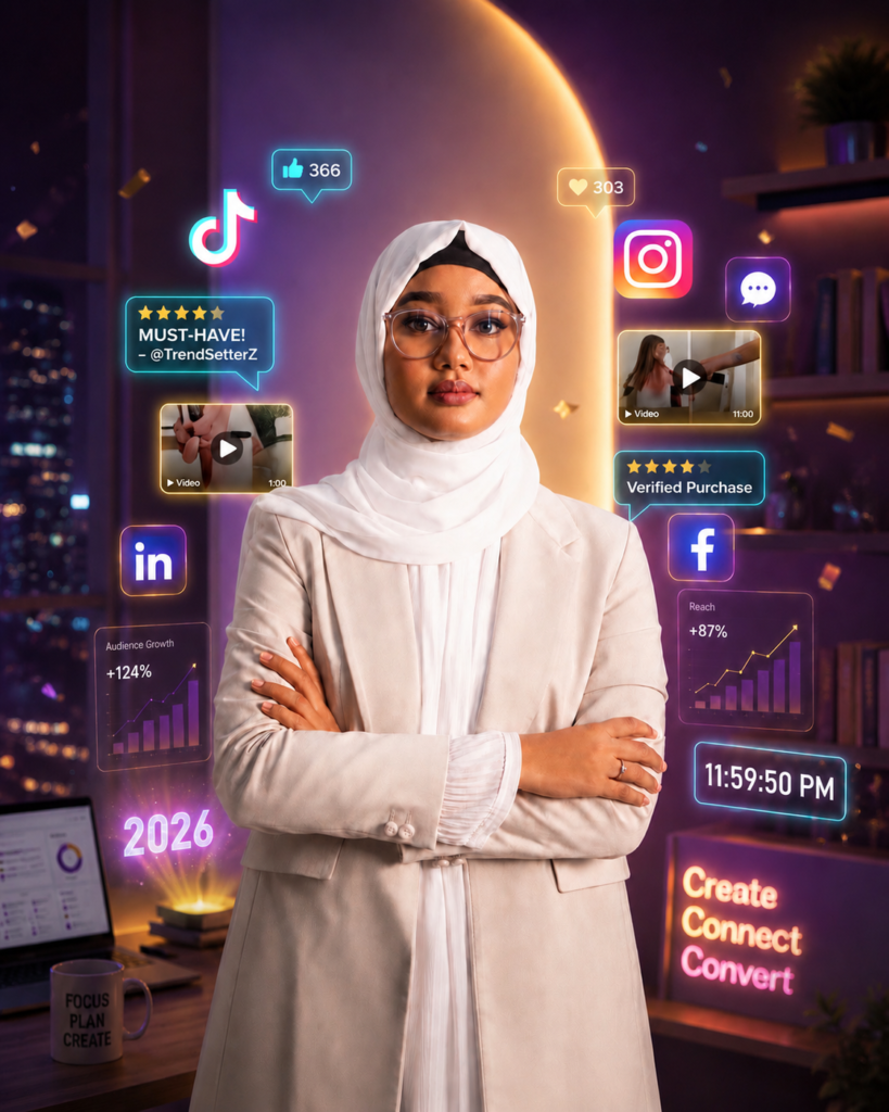 اكتشف خدمات التسويق الرقمي الاحترافية التي تقدمها شروق محمد، من بناء الاستراتيجيات التسويقية وإدارة السوشيال ميديا إلى الإعلانات الممولة وتحسين محركات البحث وتصميم المواقع الإلكترونية في قطر والخليج.